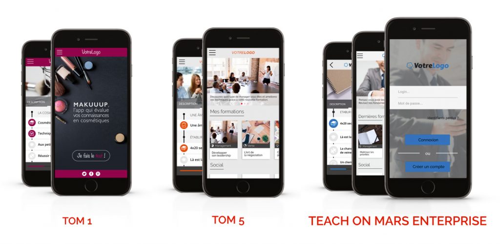 Solution mobile learning - Applications tom1 tom5 teach on mars enterprise