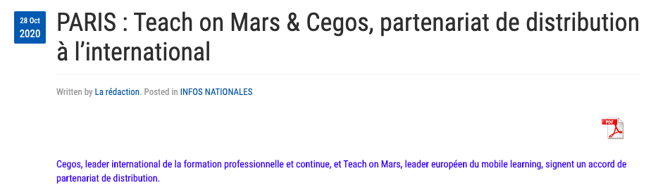 partenariat teach on mars et cegos presse agence