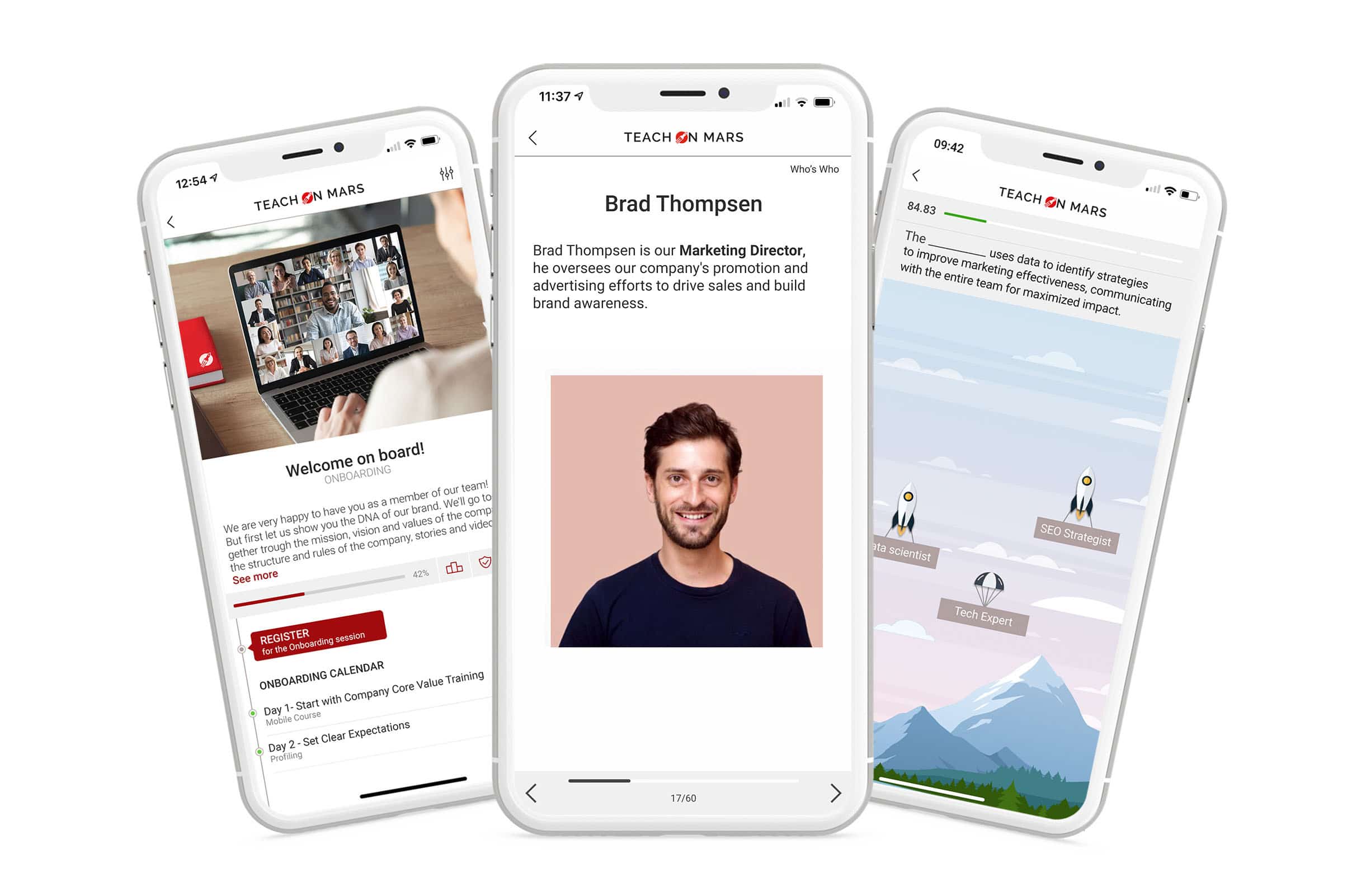 Parcours d'intégration d'un nouveau collaborateur sur application mobile
